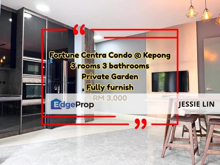 Fortune Centra Condo For Rent Kepong Renovated 3 Room With Garden, Kuala Lumpur, Kepong