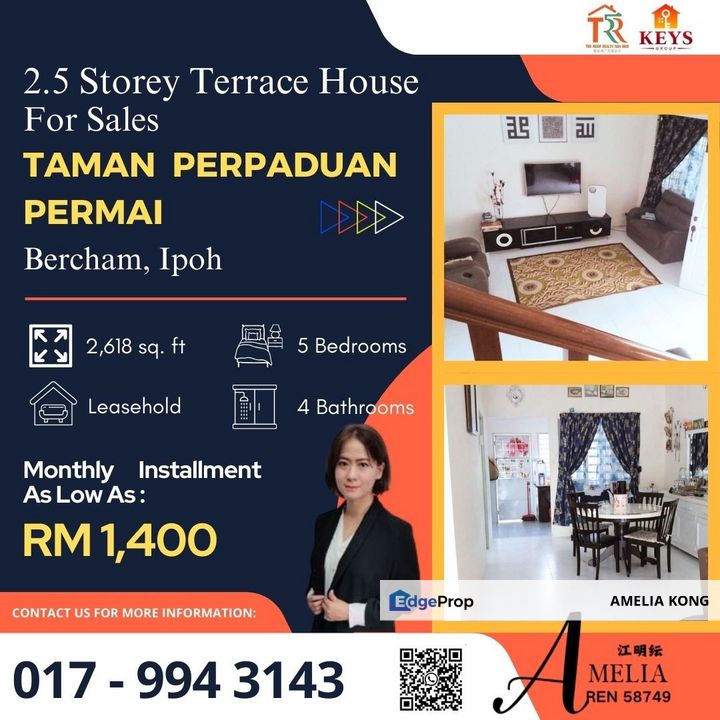 Below Market Price 2.5 Storey Terrace House at Taman Perpaduan Permai, Perak, Kinta