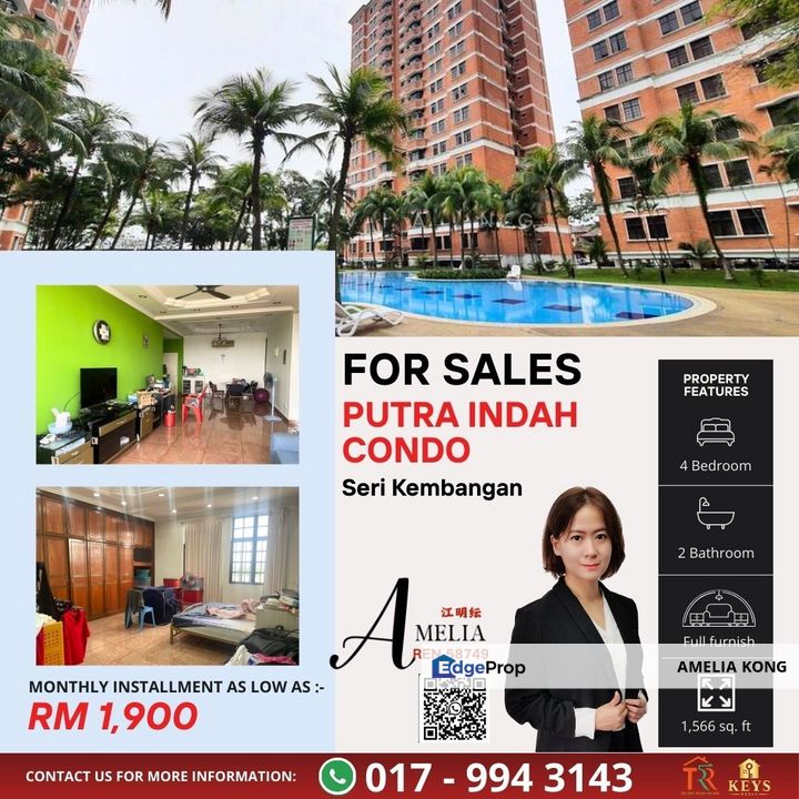 Fully Renovated Putra Indah Condo Seri Kembangan near Serdang Raya MRT, Selangor, Seri Kembangan