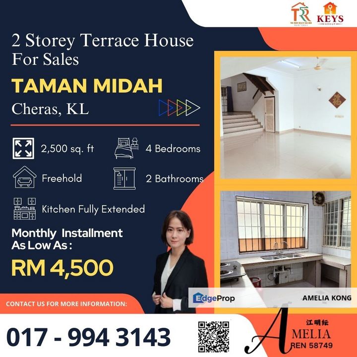 2 Storey Terrace House Cheras Taman Midah Kuala Lumpur MRT Midah, Kuala Lumpur, Cheras