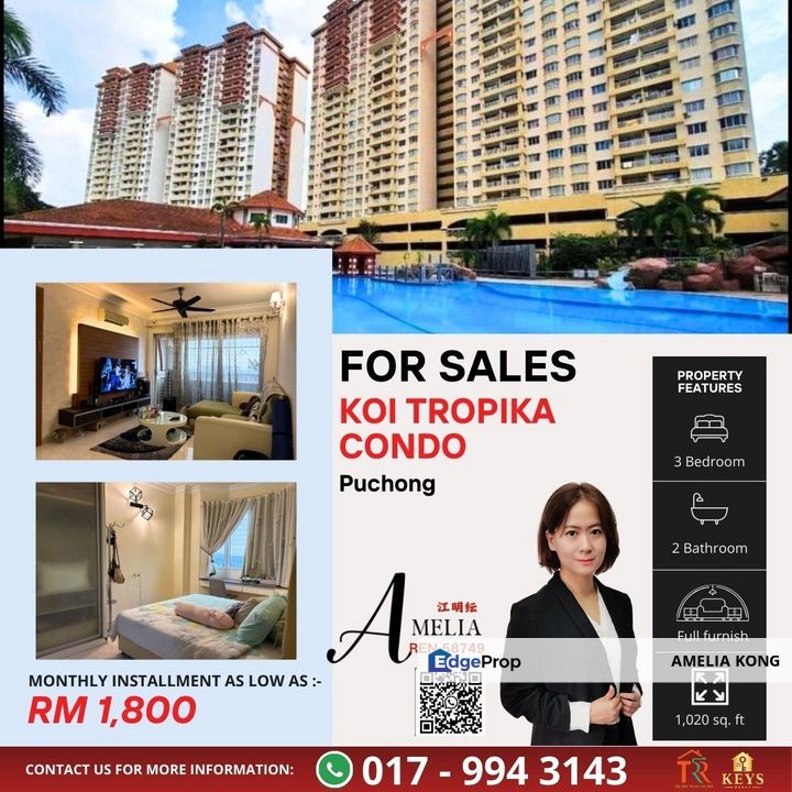 Full Furnished in Koi Tropika Condominium @ Puchong, Selangor, Bandar Puteri Puchong
