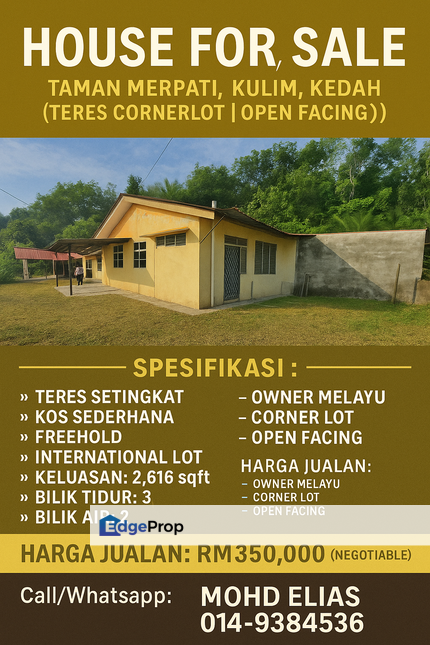 RUMAH TERES CORNERLOT HARGA MAMPU MILIK DI KULIM KEDAH, Kedah, Kulim
