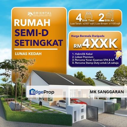 Rumah Berkembar 1 Tingkat di Lunas, Kedah, Kedah, Lunas