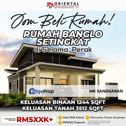 Rumah Banglo Setingkat di Selama Perak, Perak, Selama