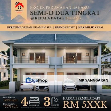 Rumah Berkembar 2 Tingkat di Kepala Batas,Penang, Penang, Kepala Batas