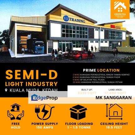 Double Storey Semi-D Light Industry Unit at Kuala Muda, Kedah, Kedah, Kuala Muda