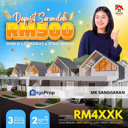 Rumah Berkembar 1.5 Tingkat di Jitra, Kedah, Kedah, Jitra