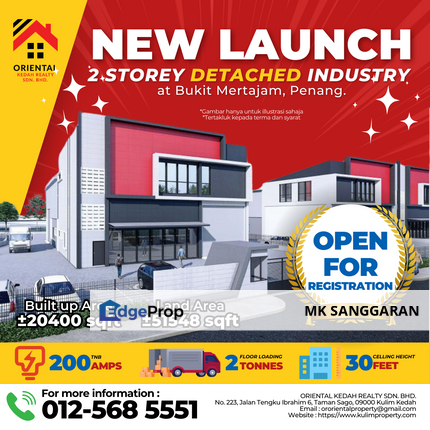 Double Storey Detached Industrial at Bukit Mertajam, Penang, Penang, Bukit Mertajam