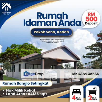 Rumah Banglo Setingkat di Pokok Sena, Kedah, Kedah, Pokok Sena