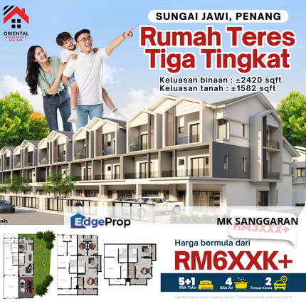 Rumah Teres Tiga Tingkat di Sungai Jawi, Penang, Penang, Sungai Jawi