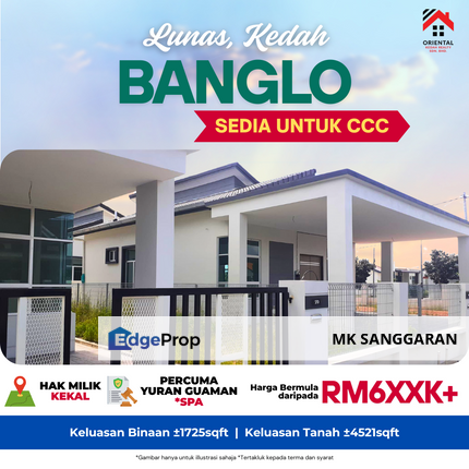 Rumah Banglo Setingkat di Lunas, Kedah, Kedah, Lunas
