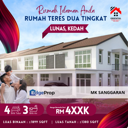 Rumah Teres Dua Tingkat di Lunas, Kedah, Kedah, Lunas