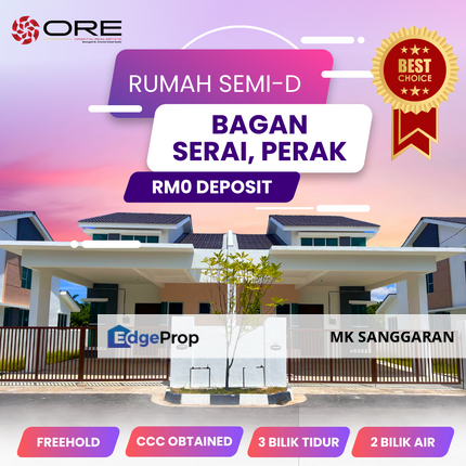 Rumah Semi-D Setingkat di Bagan Serai Perak, Perak, Bagan Serai