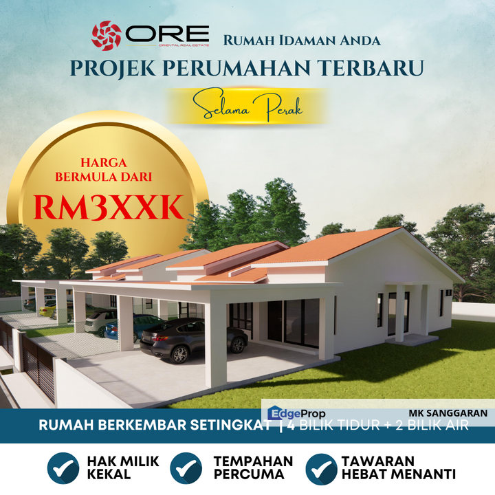 Rumah Semi-D Setingkat di Selama Perak, Perak, Selama