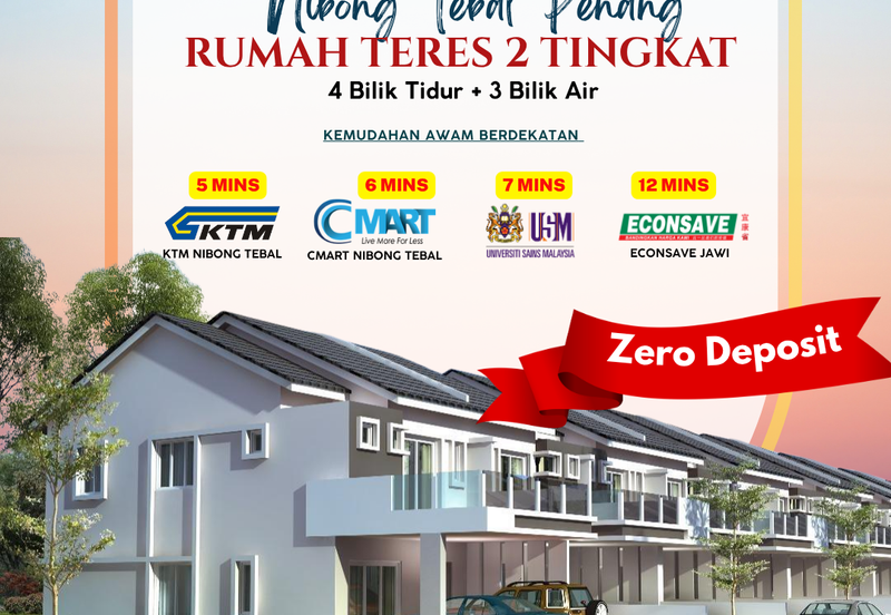 Rumah Teres Dua Tingkat di Nibong Tebal