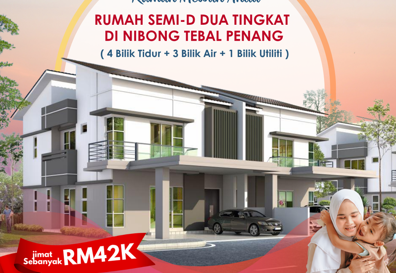 Rumah Berkembar Dua Tingkat di Nibong Tebal Penang