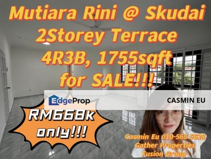 Mutiara Rini @ Skudai 🏡 📍Jalan Persiaran Utama 2   -Double Storey Terrace 🏠 • Land Area : 1,755sf  • 4 Bedrooms  • 3 Bathrooms  •@ RM668k only, Johor, Skudai