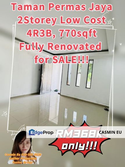 Tmn Permas Jaya Masai  ✔️2 Stry Low Cost ✔️770sq ✔️4R3B ✔️Freehold  ✔️All Race Can Buy ✔️intermediate units  🔥Fully renovated @ RM368k !! , Johor, Permas Jaya/Senibong