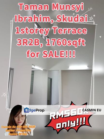 🔹For Sale🔹 Skudai 1storey house  @Jalan besar，Taman Munsyi  ibrahim -1760sqft -End Lot -3R2B @RM 560k , Johor, Skudai
