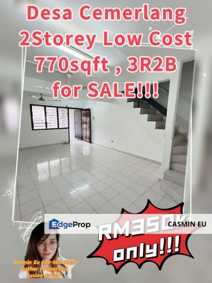 For SALE   Double storey Low Cost at Desa Cemerlang, Jalan Melunak  -770sqft -3R2B @Rm350k only!! , Johor, Ulu Tiram