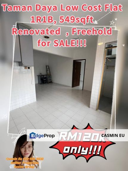 🔹For Sale🔹   📍Jalan Nipah 12 @ Taman Daya 福林园  ✅Low Cost Flat Block 12 ✅Level 4 ✅549 sqft ✅1R1B @RM120k only!!!! , Johor, Johor Bahru