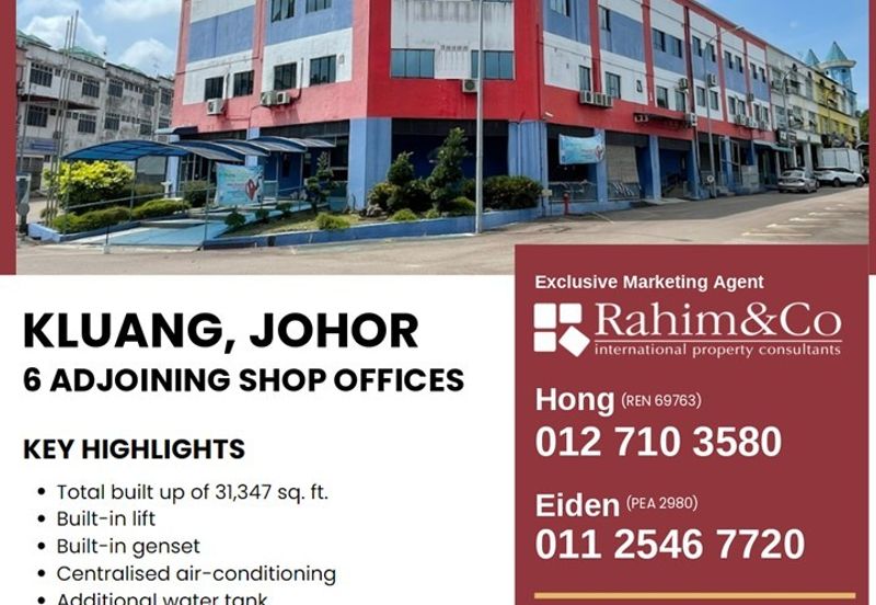 6 Adjoining shoplots in Kluang, Johor