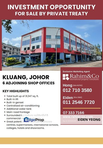 6 Adjoining shoplots in Kluang, Johor, Johor, Kluang