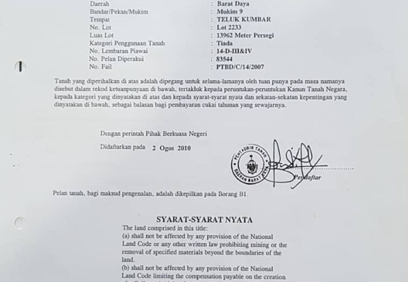 8.289ac Freehold Land in Teluk Kumbar