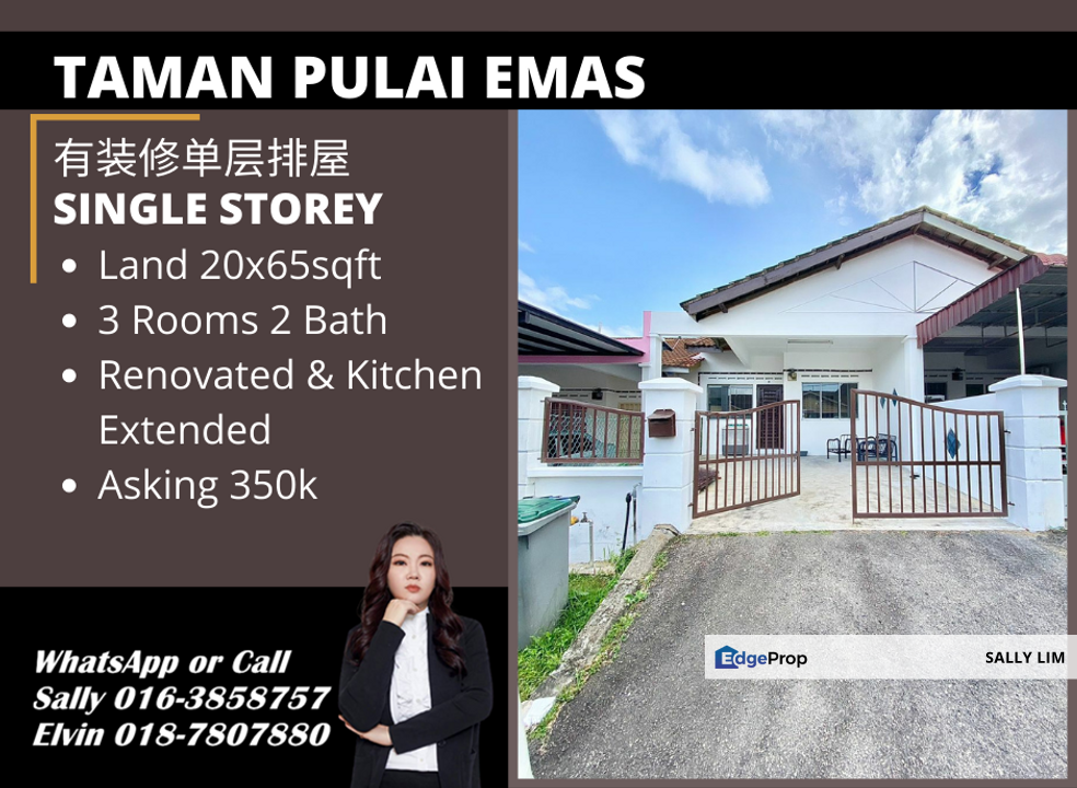 Taman Pulai Emas Single Storey Renovated Unit for Sale @RM350,000 By ...