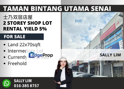 Taman Bintang Utama Senai Double Storey Shop Lot ROI 5%, Johor, Senai