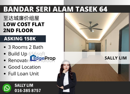 Bandar Seri Alam Tasek 64 Low Cost Flat 2nd Floor Full Loan Unit, Johor, Masai