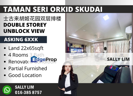 Taman Seri Orkid Skudai Double Storey Renovated & Unblock View, Johor, Skudai