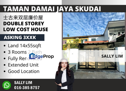 Taman Damai Jaya Skudai Double Storey Low Cost House Fully Renovated, Johor, Skudai