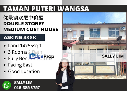 Puteri Wangsa Jalan Lembing Double Storey Medium Cost Fully Renovated, Johor, Ulu Tiram