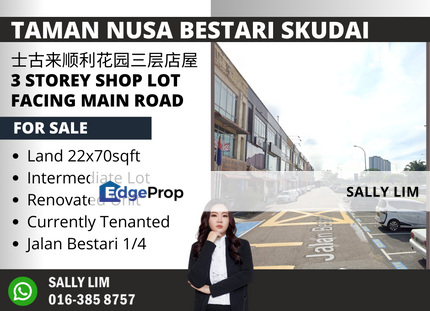 Taman Nusa Bestari 3 Storey Shop Lot Facing Main Road, Johor, 