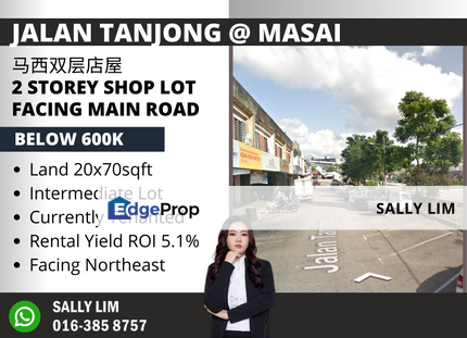 Jalan Tanjong ＠ Masai Double Storey Shop Lot ROI 5.1% Facing Main Road, Johor, Masai