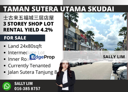 Taman Sutera Utama Skudai 3 Storey Shop Lot ROI 4.2%, Johor, Skudai