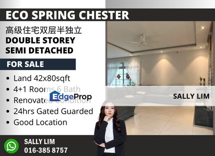 Eco Spring Chester Double Storey Semi-D House 24hrs G&G, Johor, Johor Bahru