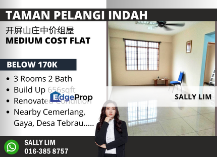 Taman Pelangi Indah Medium Low Cost Flat Renovated Unit , Johor, Ulu Tiram