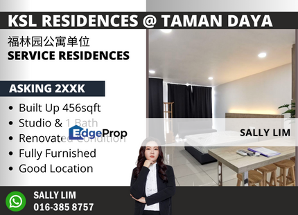 KSL Residences @ Taman Daya Studio Renovated & Fully Furnished, Johor, Johor Bahru