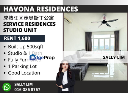 Havona Residences Studio Unit with Fully furnished For Rent, Johor, Johor Bahru