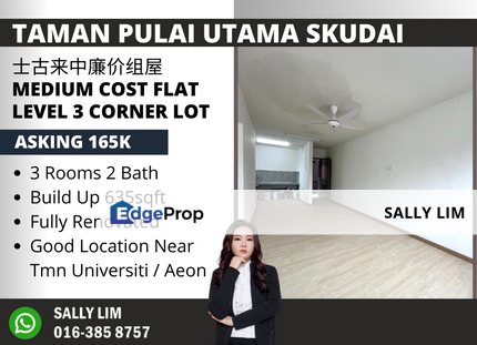 Taman Pulai Utama Skudai Medium Cost Flat Corner Fully Renovated, Johor, Skudai