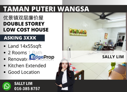 Puteri Wangsa Jalan Lading Double Storey Low Cost House, Johor, Ulu Tiram