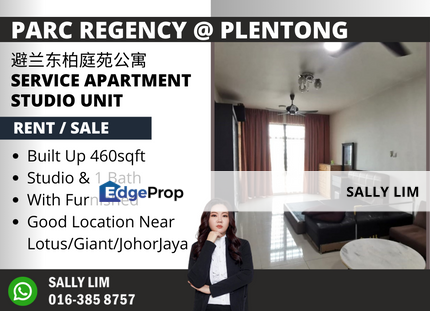 Parc Regency @ Plentong Studio For Rent or Sale, Johor, Johor Bahru