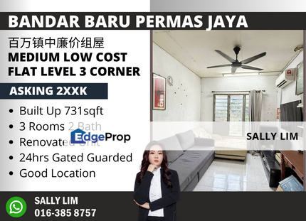 Permas Jaya Medium Low Cost Flat Level 3 Gated & Guarded Near CIQ, Johor, Permas Jaya/Senibong