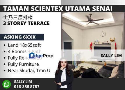 Taman Scientex Utama Senai 3 Storey Terrace House, Johor, Senai