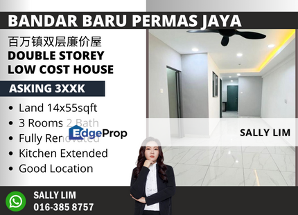 Permas Jaya Double Storey Low Cost House Fully Renovated Near CIQ, Johor, Permas Jaya/Senibong