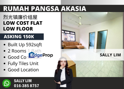 Rumah Pangsa Akasia @ Cemerlang Low Cost Flat Low Floor Good Condition, Johor, Ulu Tiram