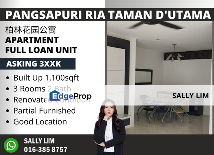 Pangsapuri Ria @ Taman D'Utama Perling Full Loan Unit, Johor, Johor Bahru