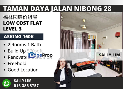 Taman Daya Jalan Nibong Low Cost Flat Level 3 Renovated Unit, Johor, Johor Bahru
